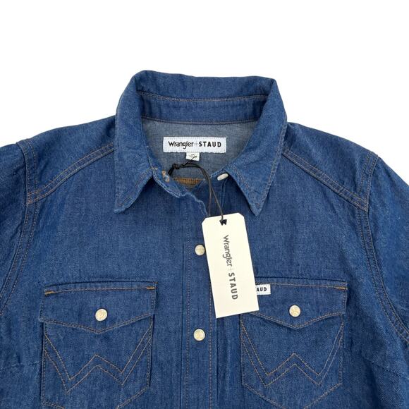 STAUD + WRANGLER The Western Shirt in Dark Rinse M - Picture 3 of 10